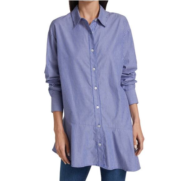 Veronica Beard Gilda Asymmetric Striped Shirt - Picture 1 of 5